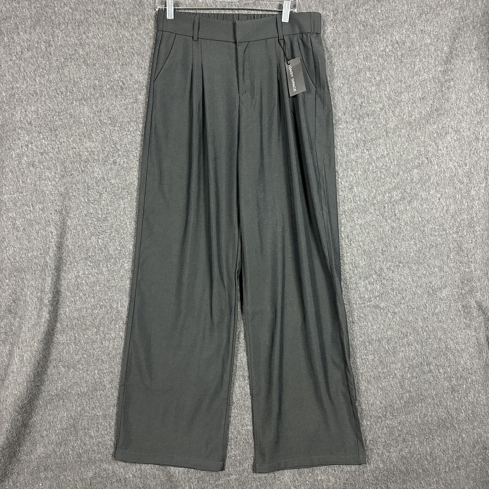 Daisy Grace Pants Womens Large Gray Wide-Leg Dress Trousers Office Stretch